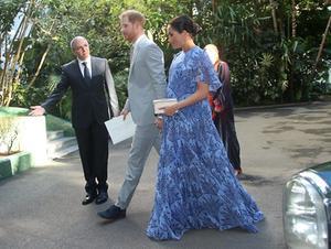 De Britse prins Harry en zijn vrouw Meghan in Rabat. beeld EPA