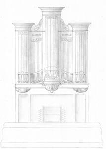 Voorlopige schets van het ‘nieuwe’ orgel in de gereformeerde gemeente van Moerkapelle. beeld Bernhardt Edskes