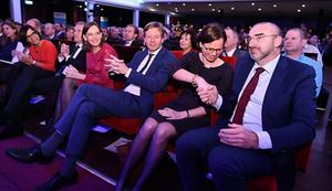 Roel Kuiper (uiterst rechts) bij het 38e partijcongres van de ChristenUnie. beeld ANP