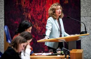 D66-Kamerlid Vera Bergkamp stelde kritische vragen aan de minister over het gebruik van Bijbelteksten inzake homoseksualiteit. beeld ANP, Remko de Waal