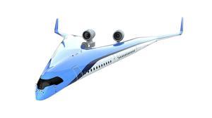 Een artist-impression van de vliegende vleugel. KLM en de TU Delft doen onderzoek naar dit concept. beeld beeld  OSO Studio, Edwin Wallet