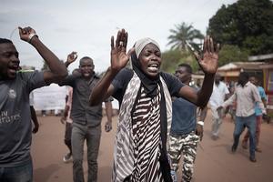Protesten in Bangui, CAR, in oktober. beeld AFP