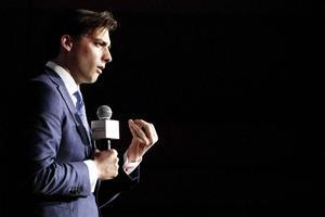 Thierry Baudet op een van de vele verkiezingsavonden van Forum voor Democratie. beeld ANP, Bart Maat
