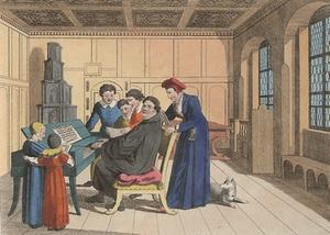 Luther zingt met zijn gezin. Ets (ca. 1825) van Peter Carl Geissler. beeld Stiftung Luthergedenkstätten in Sachsen-Anhalt