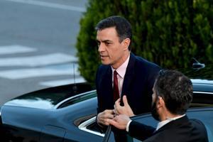 De Spaanse premier Pedro Sanchez lijkt de verkiezingen te gaan winnen. De vraag is of hij in staat is een coalitie te vormen. beeld AFP, Javier Soriano