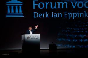 Derk Jan Eppink, kandidaat voor de Europese verkiezingen, tijdens het congres van Forum voor Democratie. beeld ANP