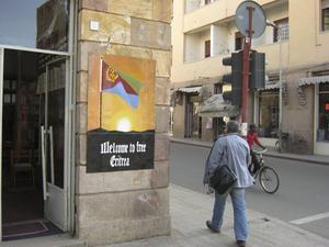 ”Welkom in vrij Eritrea”: affiche in de hoofdstad Asmara. beeld RD