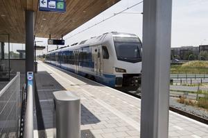 Het Kamperlijntje, de spoorlijn tussen Zwolle en Kampen die voor de nodige problemen zorgt. Hier bij station Stadshagen. beeld RD, Anton Dommerholt