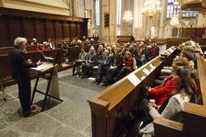 Ernst Hirsch Ballin hield maandag, de Universele dag van de Mensenrechten, in de Domkerk te Utrecht een lezing over de vrijheid van meningsuiting. „We zien dat autoritaire overheden proberen om mensen van hun geestelijke vrijheid te beroven.” beeld Anton Dommerholt