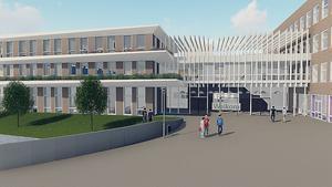 Animatie van de nieuwbouw. beeld RD