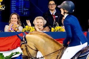 Prinses Beatrix bij een paardensportevenement in Amsterdam, zaterdag 26 januari. beeld ANP