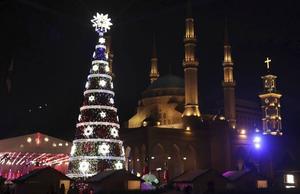 Kerstboom in Libanon. beeld AFP
