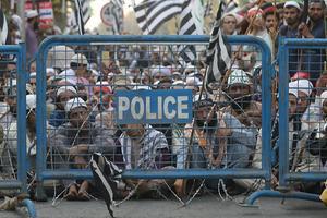 Protest tegen Asia Bibi in Pakistan. beeld EPA