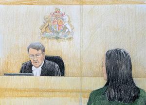 Meng Wanzhou voor de rechter. beeld AFP
