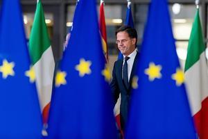 Premier Rutte tijdens een speciale top in Brussel over de Brexit. beeld ANP