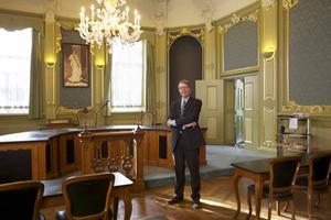 Prof. dr. G. H. van Kooten sprak dinsdag in Cambridge zijn inaugurele rede uit. beeld Sjaak Verboom
