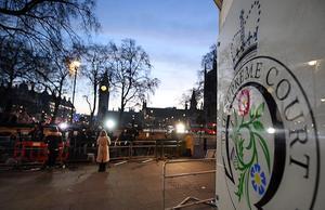 Media bij het Britse Hooggerechtshof in Londen. beeld EPA