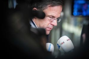 Premier Rutte staat de pers te woord na het mislukte overleg met werkgevers en werknemers over het pensioenstelsel. beeld ANP, Evert-Jan Daniels