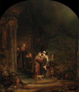 Detail van ”de visitatie”, van Rembrandt van Rijn. Het werk is sinds 1927 in het bezit van een Amerikaans museum. beeld Detroit Institute of Arts