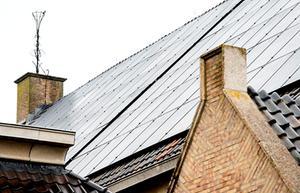 Zonnepanelen op het dak van een kerk in Bunschoten. beeld ANP