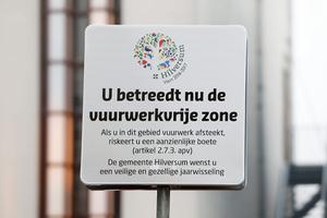 Bord om vuurwerkvrije zone aan te geven in Hilversum. beeld ANP, Bas Czerwinski