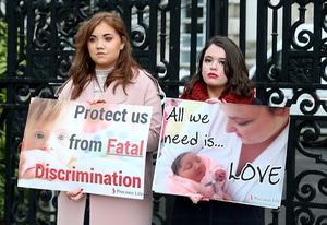Protest tegen abortus in Noord-Ierland. beeld AFP, Paul Faith