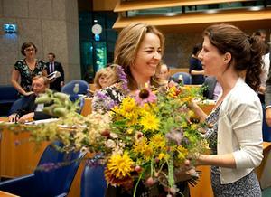 Blijdschap bij de PvdD, nadat de Tweede Kamer in juni 2011 in meerderheid voor het wetsvoorstel rond onverdoofde slacht stemde. De wet sneuvelde echter in de Eerste Kamer. Beeld ANP, Robert Vos