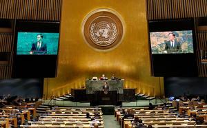 Premier Rutte spreekt in New York voor de VN. beeld AFP