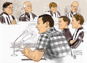 Een rechtbanktekening van Michael P. (m.) beeld ANP, Aloys Oosterwijk
