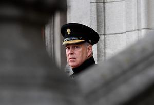 Prins Andrew eerder deze maand tijdens de 75-jarige herdenking van de bevrijding van Brugge, België. beeld AFP