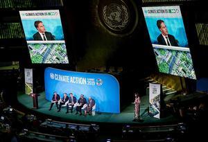 Premier Rutte bij de opening van de klimaattop in New York. beeld ANP