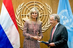 VN-baas Guterres en koningin Máxima in New York. beeld ANP