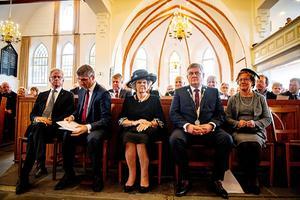 Prinses Beatrix tijdens de herdenking van de razzia van Putten. 75 jaar geleden werden honderden mannen door de Duitse bezetter opgepakt en naar concentratiekampen afgevoerd. ANP, Robin Utrecht