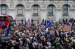 Protest in Londen, woensdagavond. beeld AFP