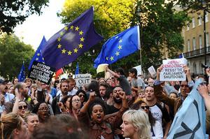 Protest in Londen tegen de Brexit en tegen Johnson. beeld AFP