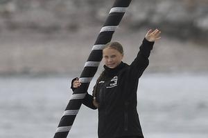 Het Zweedse 'klimaatmeisje' Greta Thunberg. beeld AFP, Ben Stansall