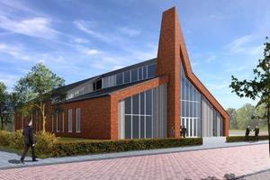 3Dschets van de Nieuwe Westerkerk van de gereformeerde gemeente in Utrecht. beeld Gereformeerde gemeente Utrecht