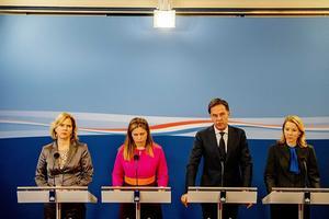 De ministers Van Nieuwenhuizen en Schouten, premier Rutte en minister Van Veldhoven (v.l.n.r.). beeld ANP