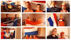 Leerlingen van de Urker Petrus Dathenusschool zingen het Wilhelmus. beeld Burowit (burowit.nl)
