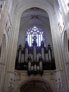 Het orgel in de kathedraal van Nantes dat zaterdag 18 juli door brand werd verwoest. beeld Wikipedia, Jibi44