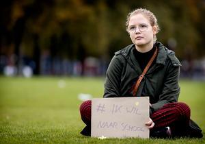 In de nieuwste ranglijst van de beste hogescholen ontbreekt een beoordeling van hun onlineonderwijs. Foto: studenten protesteerden vorige week voor meer fysiek onderwijs. beeld ANP, Koen van Weel