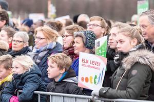 Deelnemers aan de Mars voor het Leven, een demonstratie tegen abortus en euthanasie. beeld André Dorst