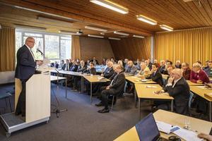Aan de Theologische Universiteit Apeldoorn vond maandag een congres over kerkecht plaats. beeld RD, Henk Visscher