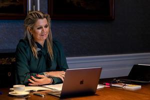 Koning Máxima heeft maandag vanuit Huis ten Bosch een videogesprek met de Italiaanse premier Conte. beeld ANP, Sander Koning