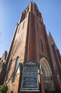 Christ Church in Georgetown, Washington. De pastor van deze kerk was in maart de eerste in het district Columbia die positief getest werd op corona. Kerkleden werd daarop gevraagd in quarantaine te gaan. beeld EPA, Erik S. Lesser