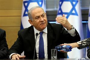 Premier Benjamin Netanyahu in de Knesset, het Israëlische parlement. beeld AFP