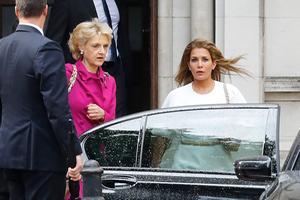 Prinses Haya bint Al Hussein, dinsdag bij de rechtbank in Londen. beeld AFP