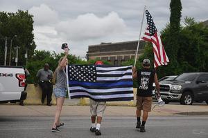 Trumpaanhangers in St. Louis. Missouri. beeld AFP