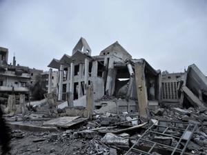Een verwoeste Armeense kerk in de Syrische stad Raqqa. beeld RD