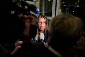 Minister Carola Schouten van Landbouw, Natuur en Voedselkwaliteit komt aan bij het Provinciehuis van Utrecht voor een overleg over stikstof. beeld ANP